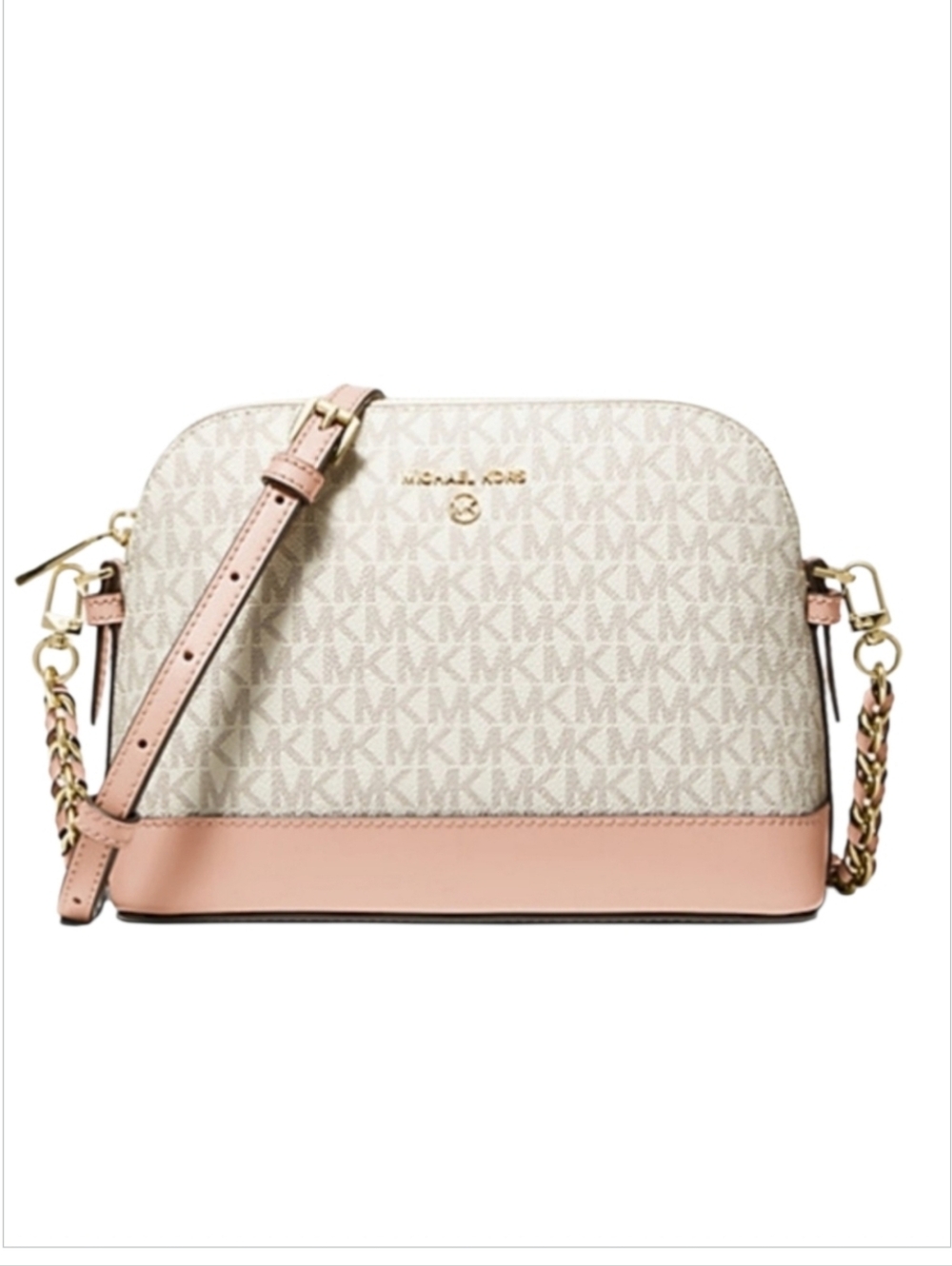 NWT MICHAEL Michael Kors Jet Set Charm Large Logo Dome Crossbody Bag - Vanilla